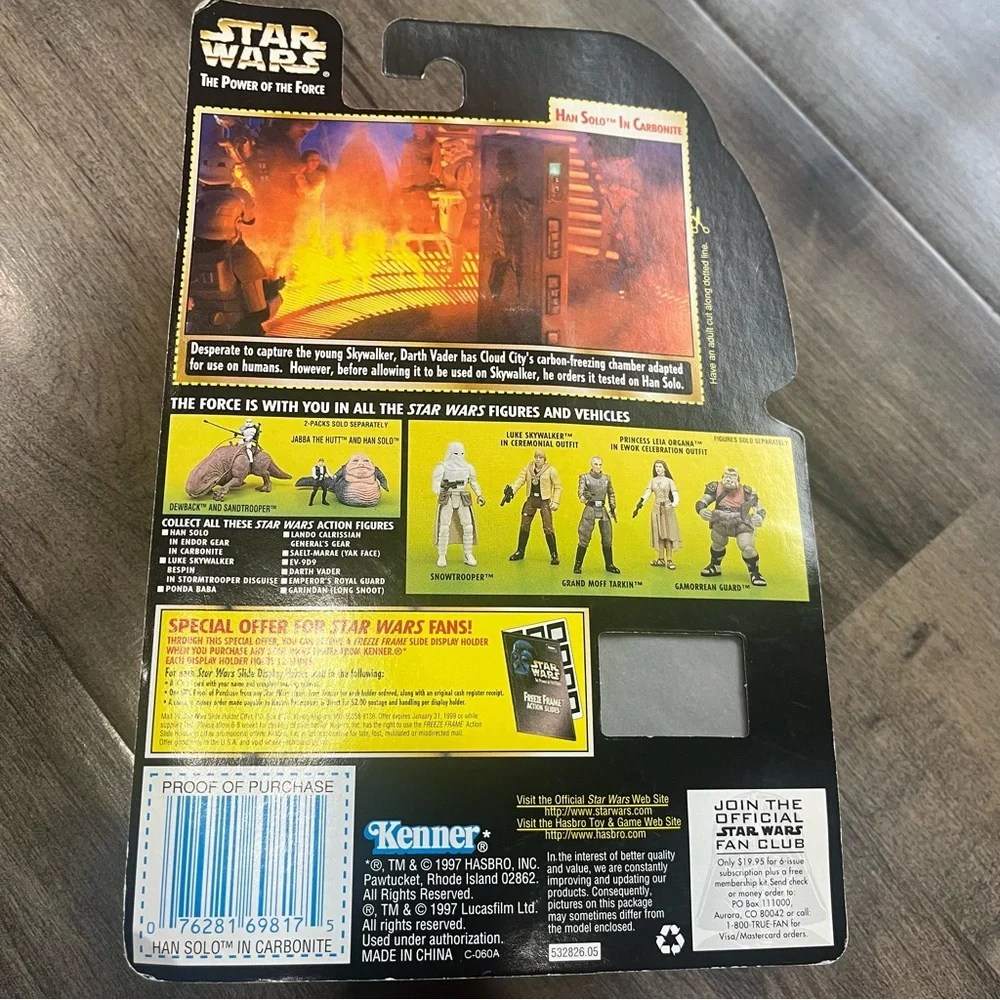 1997 Star Wars Han Solo In Carbonite Power Of The Force Action Figure W/ Slide
